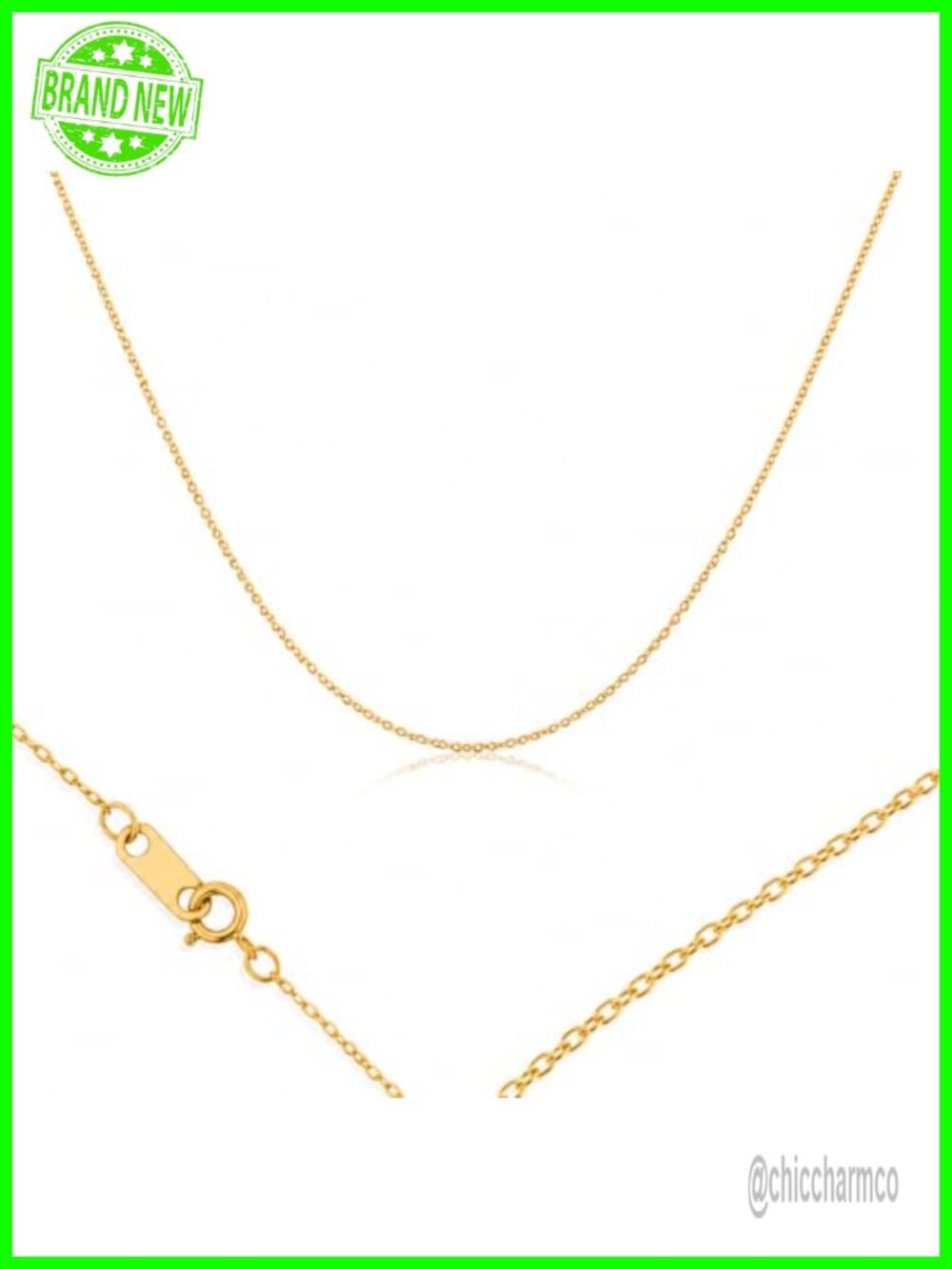 10K Gold 0.5mm Rope Chain Necklace Slim Dainty 16" Layering
